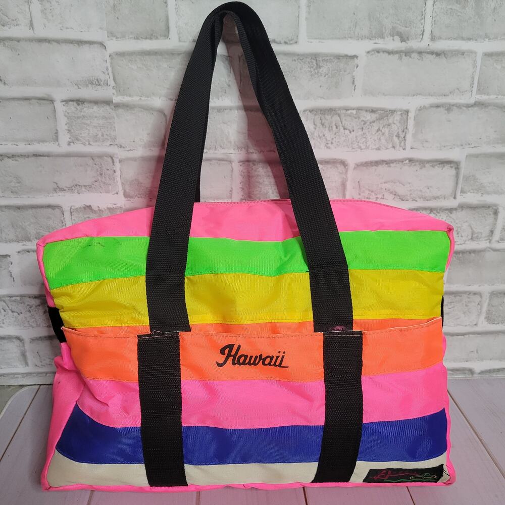 Vintage 80s 90s Hawaii Michael Parks Neon Soft Cooler Bag